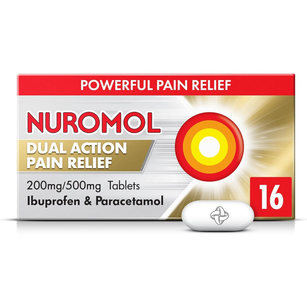 Nurofen Nuromol Dual Action Ibuprofen Paracetamol Tablets, 16 Count - Strong Painkillers For Joint, Period, Back Pain & Fever Relief