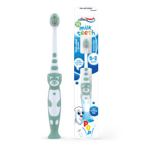 Aquafresh Milk Teeth Baby Toothbrush, Specially Designed for Children aged 0-2 by Dental Experts, Toddler Toothbrush in Plastic-free Packaging, Extra