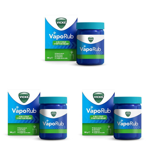 Vicks Vicks VapoRub 100 gr, Cough Cold & Flu Relief, 3 Pack 1