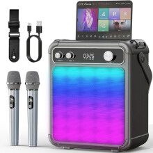 Karaoke Machine with 2 Wireless Microphones for Adults,Portable Bluetooth Karaoke