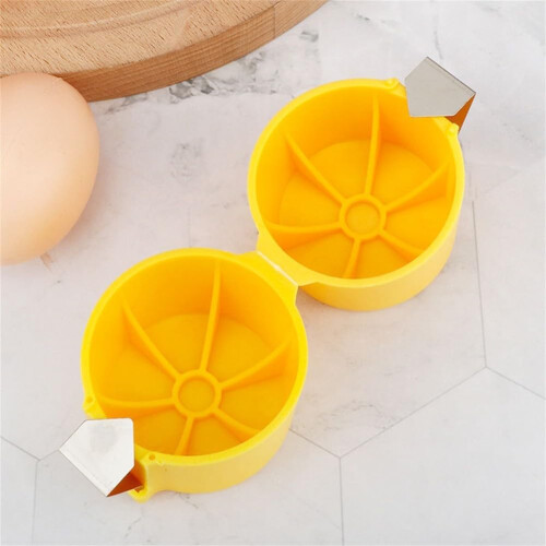 Stainless Steel Egg Cracker Tool with Clean Break Design for Baking or Cooking, Yellow 1