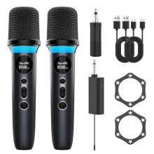 Microphone Wireless,Dual Handheld Microphone System with One-Touch Mute, Dynamic RGB Lighting,40H Duration & 200 FT Range,Rechargeable Karaoke Microp