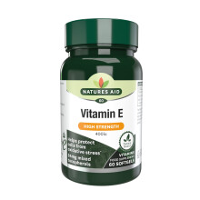 Natures Aid Vitamin E 400iu – Supports Skin, Heart & Immune Health - Natural Source – High Strength Antioxidant – Non-GMO, Gluten-Free – 60 So