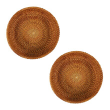 2X Handmade Autumn Rattan Weaving Round Storage Basket Fruit Dish Rattan Bread Basket for Kitchen Food Picnic Bread