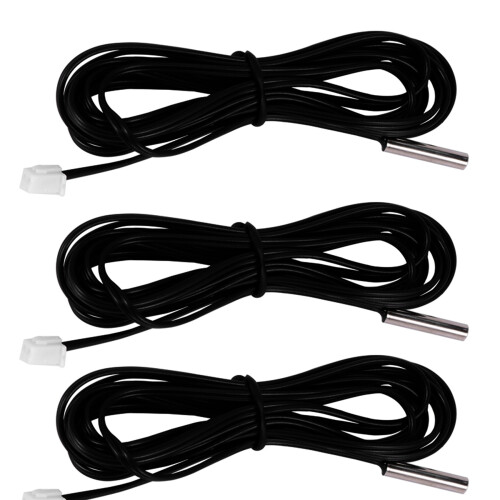 3X 2M NTC Thermistor Temperature Sensor Waterproof Probe Wire 10 K 1% 3950 Black