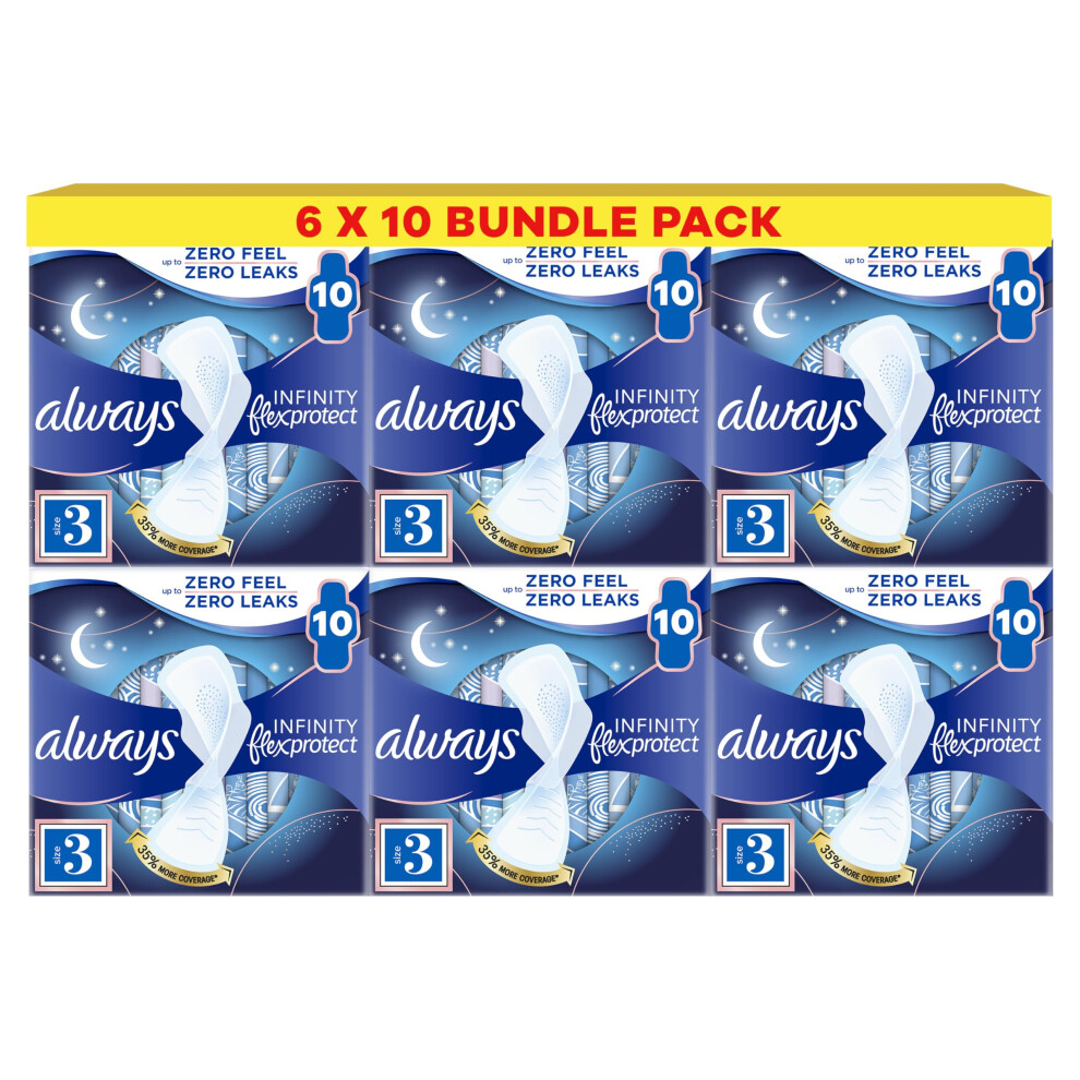 Always Infinity Flex Protect Night Size 3 Sanitary Towels With Wings 1