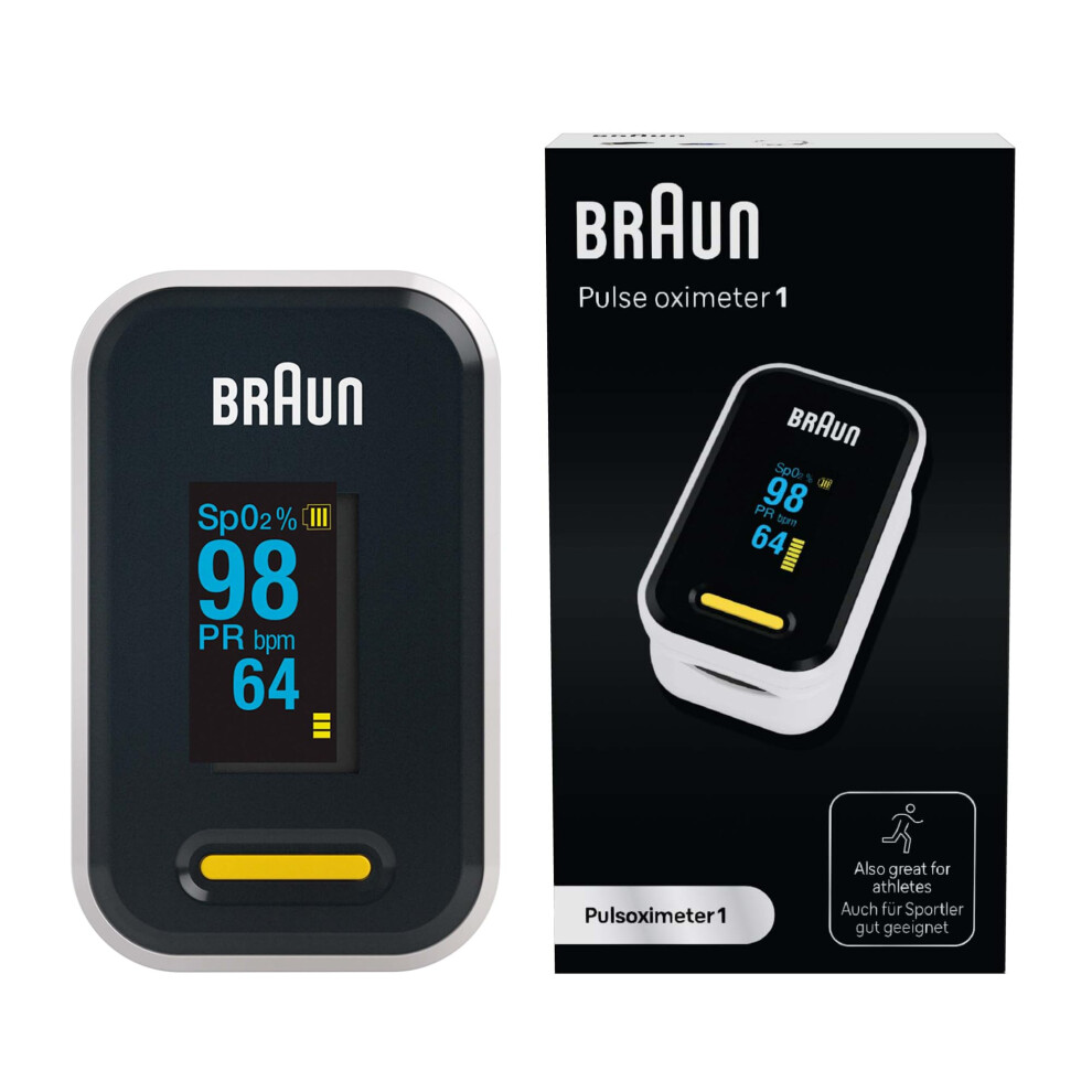 Braun Pulse Oximeter 1 - Accurate Blood Oxygen Finger Monitor - Easy-To-Use At Home - For Copd, Pneumonia, Sleep Apnea Sufferers - Great For Athletes