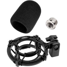Etour AT2020 Microphone Shock Mount with Pop Filter, [Custom Built for audio technica Mic] Anti-Vibration Suspension Shockmount Holder Clip Compatibl
