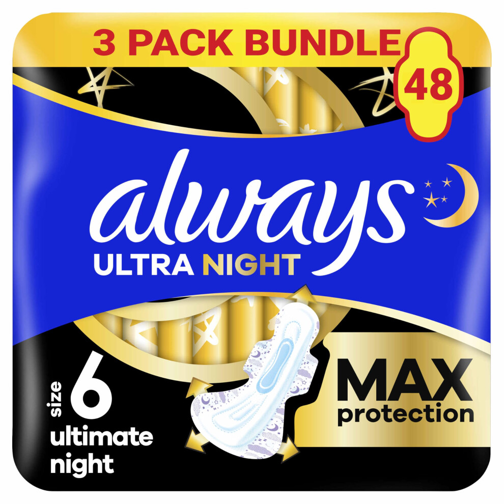 Always Ultra Sanitary Towels Secure Ultimate Night (Size 6) With Wings