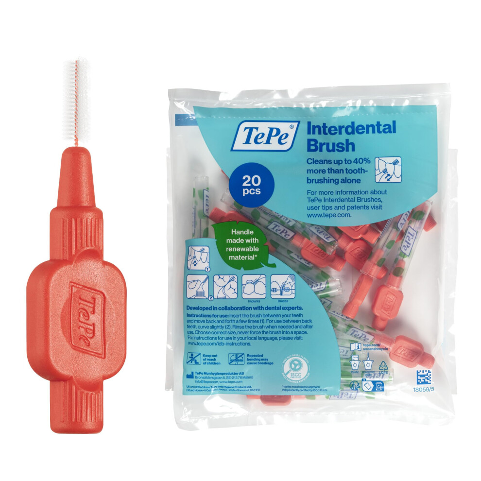 Tepe Red Interdental Brush, Extra Soft, 0.5Mm/Iso 2, 20Pcs, Efficient