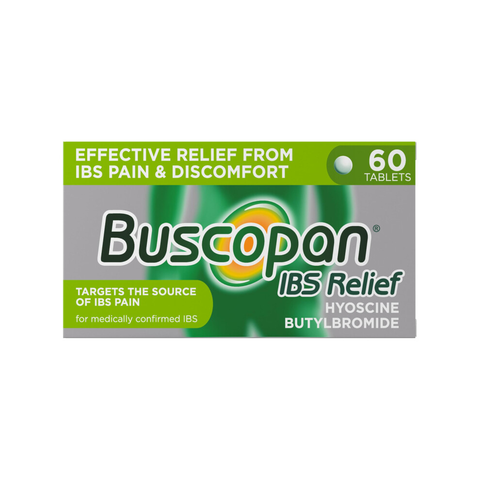 Buscopan , Targets The Source Of Belly Pain, Cramps & Discomfort, Starts To Work In 15 Minutes, 60 Tablets, Relief From Ibs Stomach Pain, Cramps & Dis