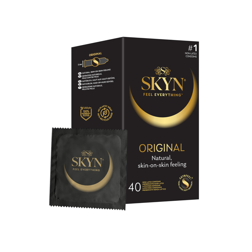 Skyn Original Condoms (40-Pack) - Skynfeel Latex For Men, Regular