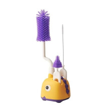 Silicone Bottle Brush Cleaning Brush Special Draining Rack for Newborn Baby Long Handle Rinse Nipple Cleaning Set C