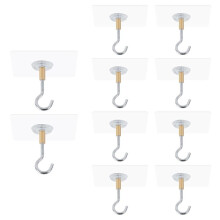 Adhesive Ceiling Hooks,10Pack Ceiling Hanger Hooks,Sticky Ceiling Hooks Hold 5kg,Hooks for Hanging Plants,Lanterns