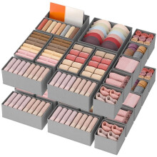 Closet Drawer Organizer Set, 16-Pack in 3 Sizes, Foldable Fabric Storage Bins for Underwear, Socks, and More