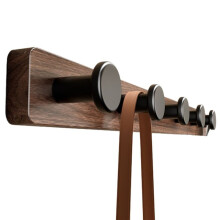 Walnut Solid Wood Space Aluminum No-Drill Black Walnut Coat Hooks for Hallway Hanging, Hat Hooks, Bathroom Hangers.