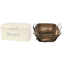 Bread Box Cupboard Iron Snack Box White & Metal Art Storage Baskets Industrial Style Kitchen Snack Storage Basket