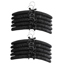 15 Inch Large Satin Padded Hangers,Silk Hangers for Wedding Dress Clothes,Coats,Suits,Blouse (Black,10 Pack)