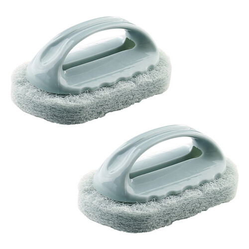 2X Handle Bath Brush Tile Brush Kitchen Decontamination Brush Pot Sponge Cleaning Brush