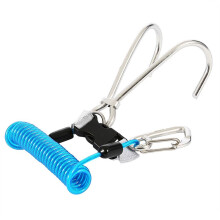 Drift Hook Spring Anti-Lost Rope Double End Diving Hook with Spiral Coil Lanyard Scuba Current Hook