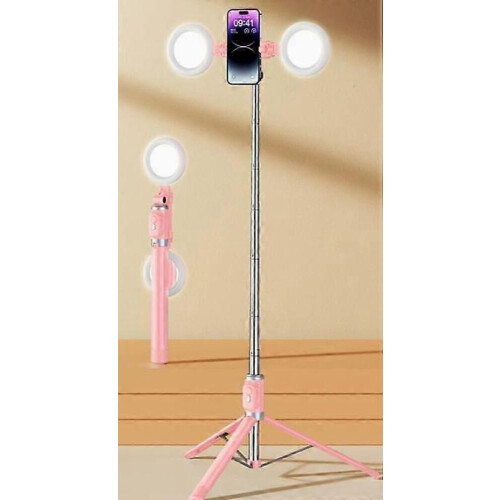 Φορητή βάση τηλεφώνου με τρίποδο Bluetooth Selfie Stick 1,70 μ., με διπλό φωτισμό, περ 2