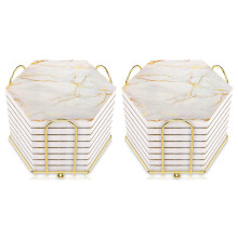 16 Pcs Coasters for Drinks Absorbent with Holder Marble Design Ceramic Coaster Set Super Absorbent Hot and Cold Drink