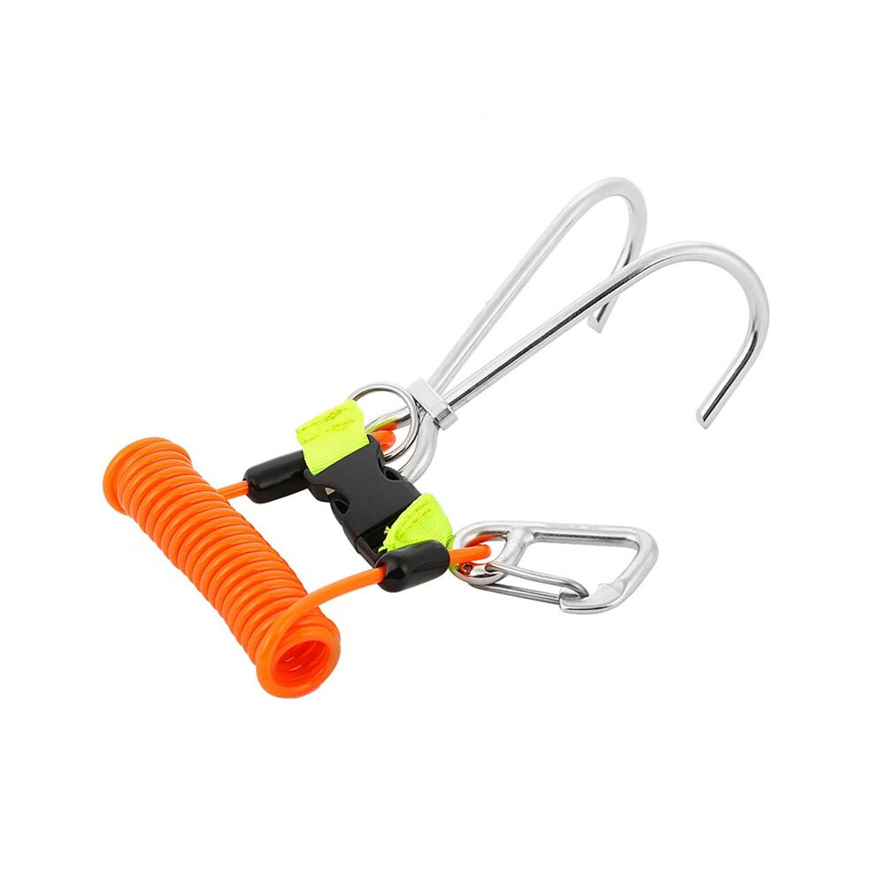 Drift Hook Spring Anti-Lost Rope Double End Diving Hook With Spiral Coil Lanyard Scuba Current Hook Orange 6031515003068