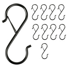 S Hooks with Safety Buckle 10PCS, Heavy Duty Metal for Organizing Kitchen, Closet, Garage