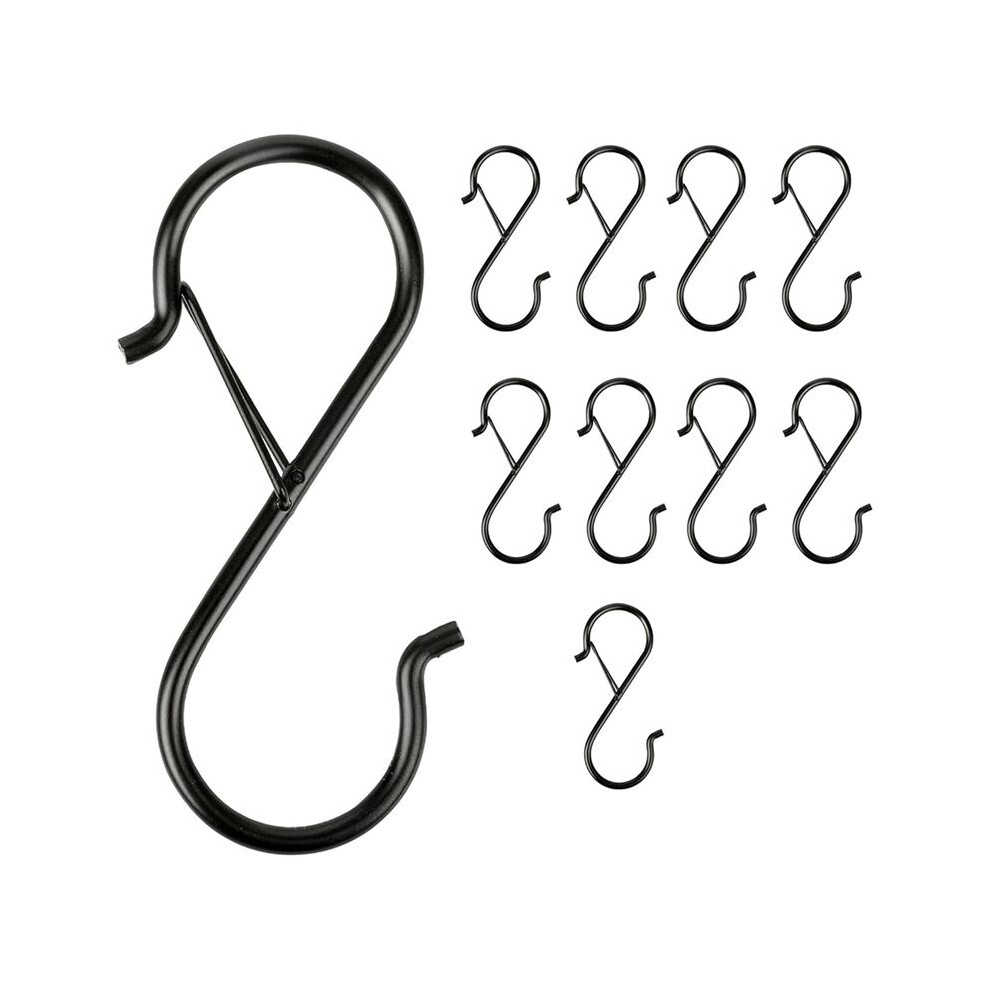S Hooks With Safety Buckle 10Pcs, Heavy Duty Metal For Organizing Kitchen, Closet, Garage 4713086531110