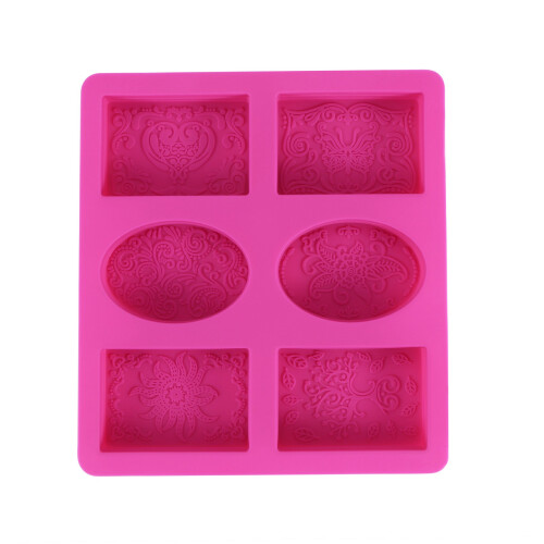Silicone Soap Mold for Soap Making 3D 6 Forms Oval Rectangle Soap Mould Handmade  Flowers Bathroom Kitchen Soap Mold
