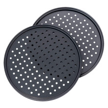 2-Pack 11 Tums Personliga Perforerade Pizzapannor Kolstål med Nonstick-Beläggning Lätt Att Rengöra Pizzabakplåt