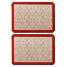 2 Stuks Siliconen Macaron Bakmat - voor Bakpannen - Bitterkoekjes/Gebak/Koekjes Maken - Professionele Anti-Aanbaklaag (Rood)
