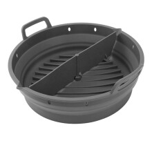 Air Fryer Silicone Plate Reusable Air Fryer Cooking Accessories Foldable 8.5in Airfryer Tool Baking Mold Grey