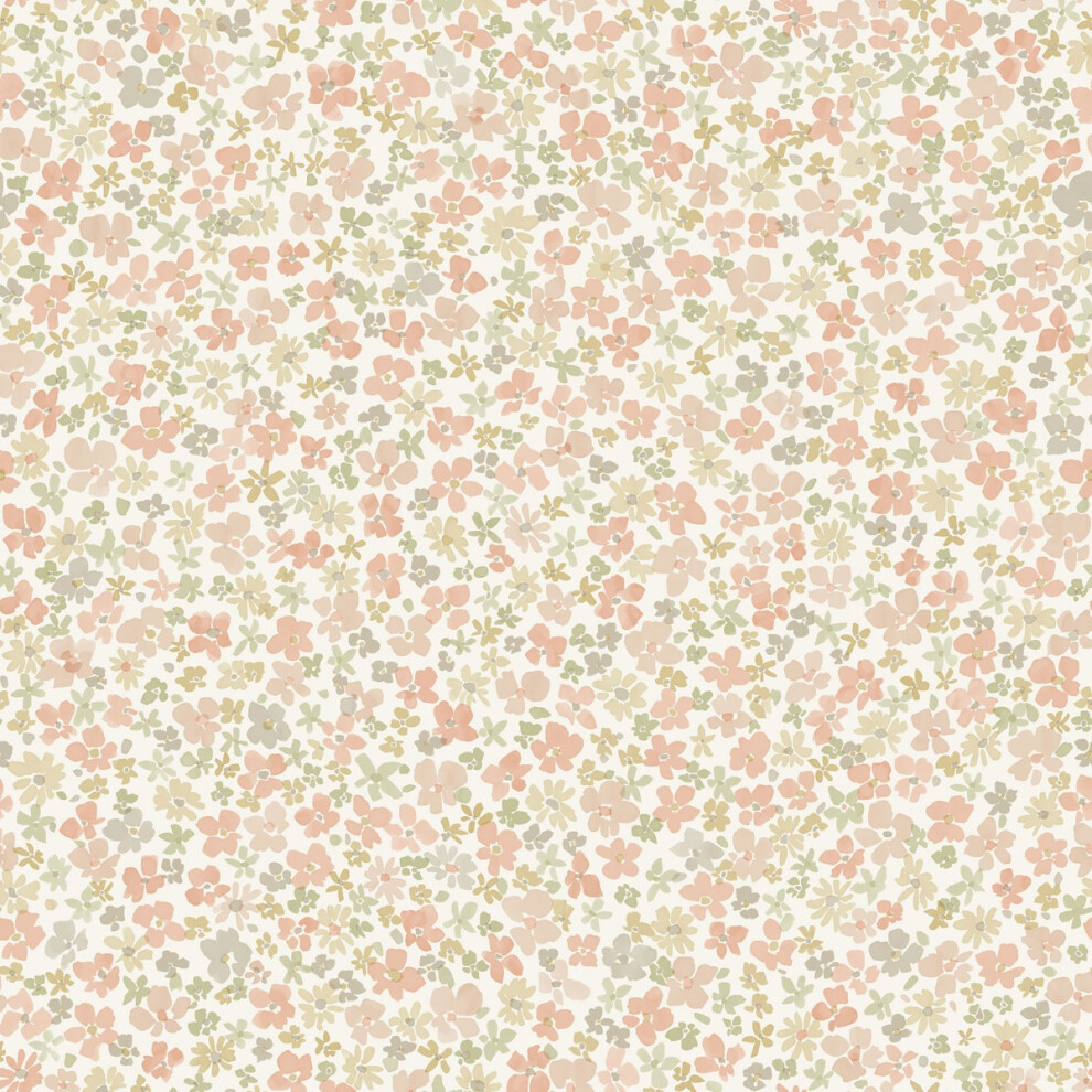 Granddeco (Blush Pink/White/Green) Veronica Floral Wallpaper Grandeco