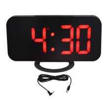 Digital Mirror Clock with LED Display and USB Charging Ports