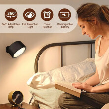 Bedside Gift Lamp, Rechargeable Magnetic Wall Light, Dimmable 3 Colors, Hands-Free for Reading in Bed