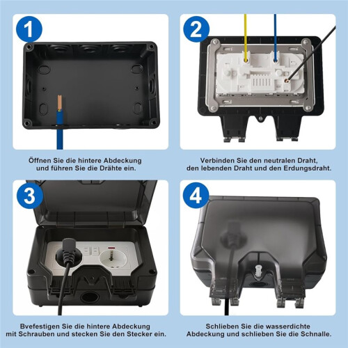Outdoor Socket Waterproof IP66 Outdoor Socket with  Indicator Light,3680 W  Outdoor Socket Eu Plug 2
