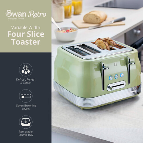 Swan Swan Retro Revive Green 4 Slice Toaster 1