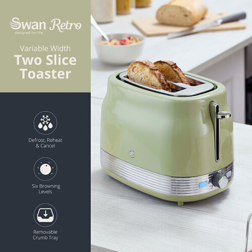 Swan Swan Retro Revive Green 2 Slice Toaster 1