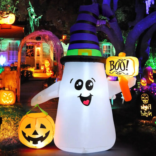 Halloween Inflatable Wizard Ghost with LED Lights 2