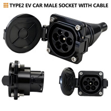 EVSE Type 2 Male Socket 32A 3P for Electric Vehicle Car Side Charger IEC 62196 Type 2 Socket EV Charger Socket