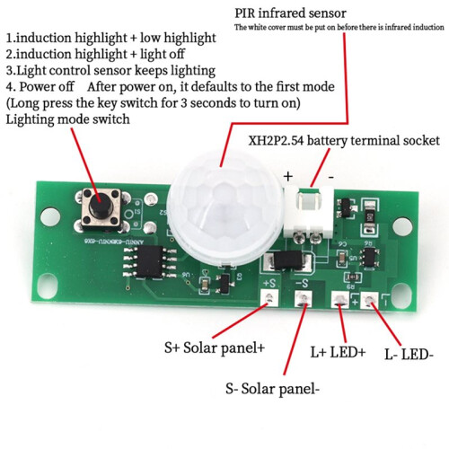 10PCS 3.7V Infrared Human Body Induction Solar Circuit Board Control Sensor Night Light Module Controller Module 2