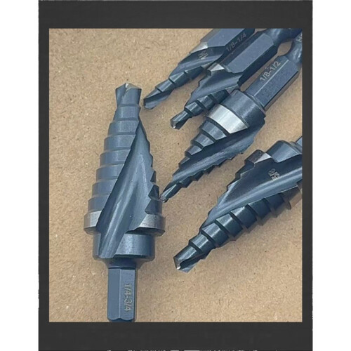 M35 Cobalt Spiral Flute Step Drill Bit Set, 5 Pcs Single Size HSS Step Bits (1/8"-3/4"), with 1/4" Shank Step Bits 2