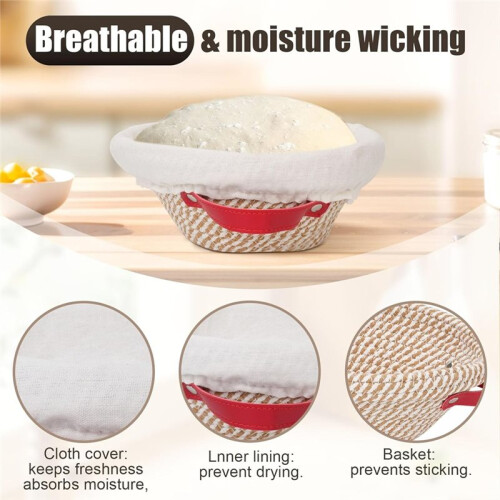 2pack Banneton Sourdough Bread Proofing Baskets, Cotton Rope Proofing Baskets for Sour Dough Bread Baking,Oval + Round 1