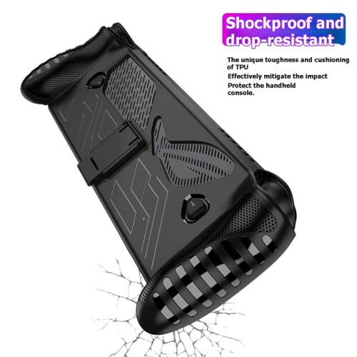 For   Ally/X Protective Case Ergonomic Handle Grip Shell Handheld TPU Soft Case Cover Skin Durable Stand Black 2