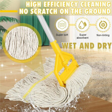 Wooden Floor Mop with Detachable and Replaceable Mop HeadProfessional/Industrial Floor Cleaning