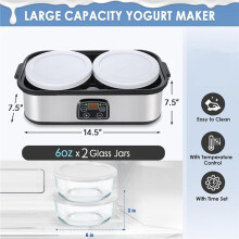 Yogurt Maker 2L Large Capacity Automatic Temperature Control 0-48 Hours Timer Digital Yogurt Maker Machine EU