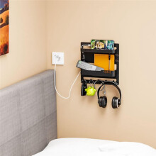 Bedside Shelf for Dorm Bed,Rv,Small Room and Nightstand,Wall Mounted Floating Shelves and Bedside Wall Organizer Black