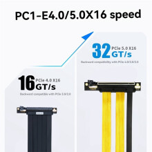 PCIe 5.0 X16 Riser Cable - 90 GPU Extension Cable 32GT/S Speed for RTX5090/4090 & RX 7900 XTX, Mining Rig, WRX80/TRX40