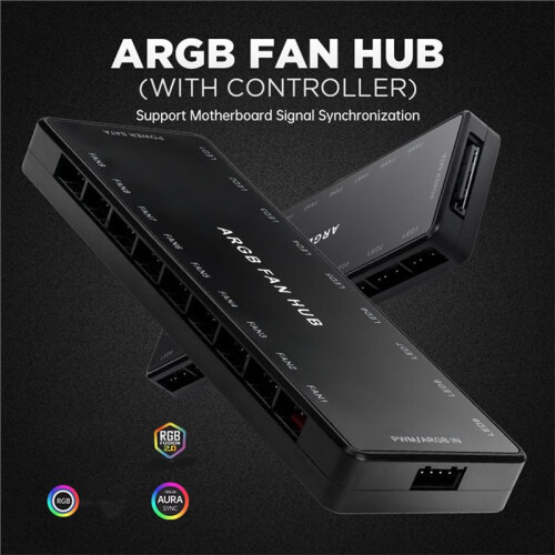 Ventilatorcontroller ARGB Chassisventilatorcontroller 5V 3-Pins 1-Naar-9 Ventilatorhub Koelblokhubadapter 1